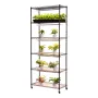 VEVOR Plantehylde med Grow Light, 6-trins indendørs plantestativ, 180 cm høj Plante Display Reol med hjul og 4/9/14H timer,