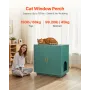 Cat Litter Box Enclosure, 80 cm Hidden Litter Box Cabinet, Wooden Indoor Cat Washroom with Ventilated Holes, Double-Door Kitty P