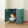 Cat Litter Box Enclosure, 80 cm Hidden Litter Box Cabinet, Wooden Indoor Cat Washroom with Ventilated Holes, Double-Door Kitty P