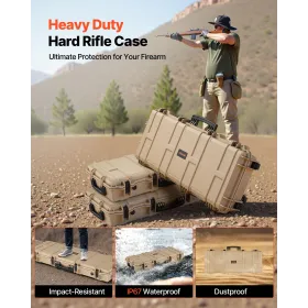 VEVOR hård riffelkasse, låsbar riffelkasse med 4 lag forskåret skum, 914 mm pistolopbevaring med hjul, IP67 vandtæt og støvtæt