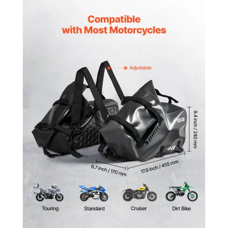Motorcykel-sadeltasker, 28 L (14 L x 2) Sidesadeltasker med