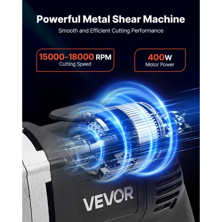 Electric Metal Shear, 4.0-Amp Corded Sheet Metal Cutter with 360-Degree Swivel Head, Variable Speed, Continuous Cutting, Clean C
