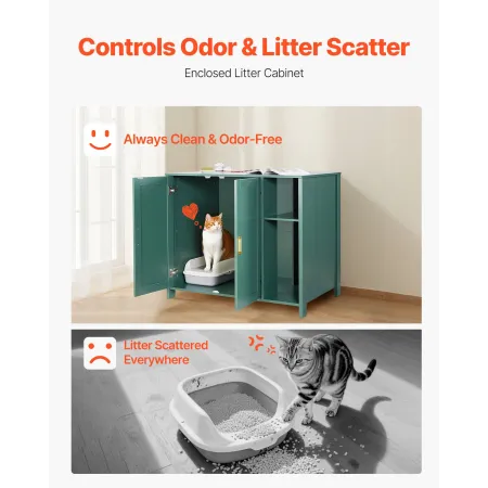 VEVOR Cat Litter Robot Enclosure, 105 cm Self Cleaning Litter Box Cabinet, with Drawer & Detachable Divider, Automatic Litterbox