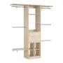 Closet System with 2 Drawers, Adjustable Height Wooden Closet Organizers, Modern Walk-in Wardrobe Organization with 5 Retractabl