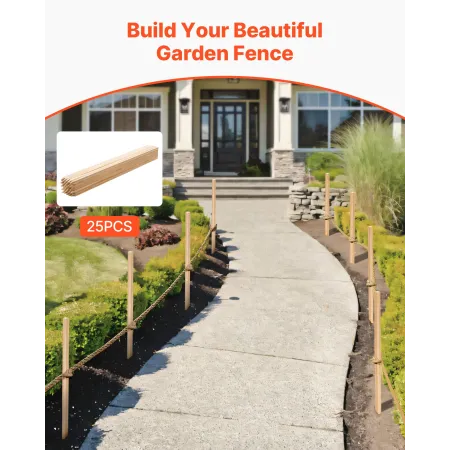 VEVOR Havepæle i træ, 25 stk. 19,05×19,05×914,4 mm Undersøgelsespæle, Havepæl med skarp spids, grantræ Pl