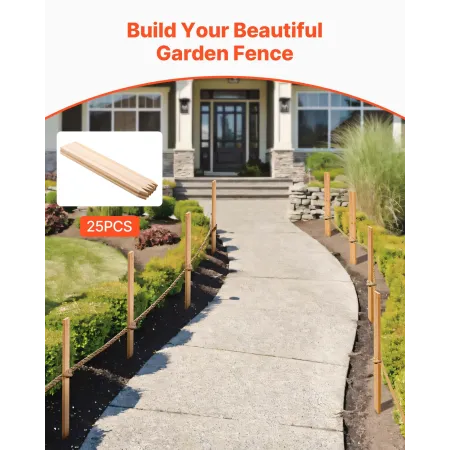 VEVOR Wooden Garden Stakes, 25 Pcs 12.7×38.1×914.4 mm Survey Grading Stakes, Garden Ground Stake with Sharp Point, Fir Wood Plan