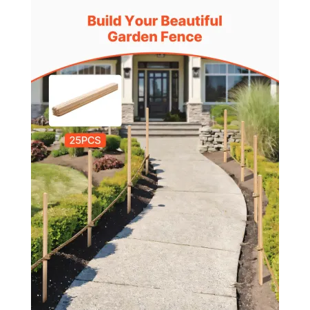 VEVOR Havepæle i træ, 25 stk. 19,05×19,05×1219,2 mm Undersøgelsespæle, Havepæl med skarp spids, grantræ P