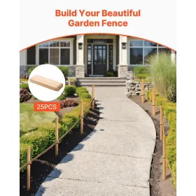 VEVOR Wooden Garden Stakes, 25 Pcs 12.7×38.1×609.6 mm Survey Grading Stakes, Garden Ground Stake with Sharp Point, Fir Wood Plan