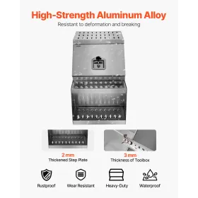 VEVOR Semi-Truck Step Tool Box, 457 x 695 x 645 mm Heavy Duty Aluminum Toolbox Side Mount, Waterproof Side Storage Saddle Step B