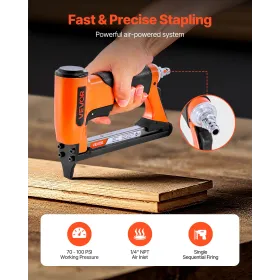 VEVOR Pneumatic Staple Gun, 22 Gauge Air Upholstery Stapler for 71 Series Fine Wire Staples 9.5mm Crown 6-16mm Length, Max 180PC