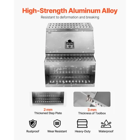 VEVOR Semi-Truck Step Tool Box, 610 x 695 x 645 mm Heavy Duty Aluminum Toolbox Side Mount, Waterproof Side Storage Saddle Step B