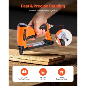 VEVOR Pneumatic Staple Gun, 20 Gauge Air Upholstery Stapler for 50 Series Fine Wire Staples 12.8mm Crown 6mm-16mm Length, Max 11