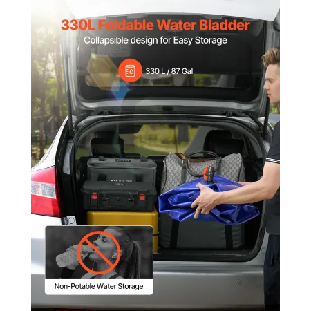 VEVOR Water Storage Bladder, 330L Water Storage Container Tank, 1000D PVC Large Capacity Soft Bag Bladder, Collapsible Portable 