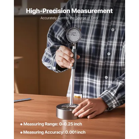 VEVOR Dial Test Indicator and Bore Gauge Measuring Tool Set, Dial Indicator 0.03 mm Accuracy, 50.8-152.4 mm Bore Range with Rod,