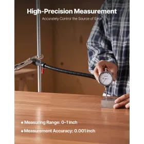 VEVOR-testindikator med 360° fleksibel arm og 360° låsetang, 0,03 mm nøjagtighed, 0-25,4 mm rækkevidde, professionel til Mac