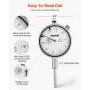 VEVOR Dial Test Indicator with Metal Base, 0.03 mm Accuracy, 0-25.4mm Range, Easy to Read Large Dial, Professional for Narrow Ar