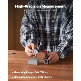VEVOR måleurtestindikator med universel magnetisk base og opbevaringsboks, 0,01 mm nøjagtighed, 0-0,76 mm rækkevidde,