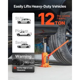 VEVOR Hydraulisk flaskedonkraft, 12 ton (26455,5 lbs) kapacitet, 205-400 mm løfterækkevidde, kraftig svejset flaskedonkraft til