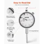 VEVOR Dial Test Indicator with Dual Rod Stand and Storage Case, 0.03 mm Accuracy, 0-25.4mm Range, Fine Adjustable Long Arm, Non-