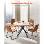 VEVOR 5-Piece Dining Table Set, Space-Saving Round Kitchen Table with 4 Upholstered Orange Chairs, PU Leather Cushions, Modern W