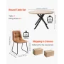 5-Piece Dining Table Set, Space-Saving Round Kitchen Table with 4 Upholstered Orange Chairs, PU Leather Cushions, Modern Wood-To