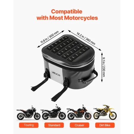 VEVOR Motorcycle Tail Bag, 28 L Motorcycle Rear Seat Bag with Waterproof Fabric, Outdoor Sports Motorbike Luggage Storage Trunk 