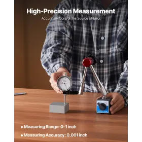 VEVOR-testindikator med magnetisk fleksibel basestand, 0,03 mm nøjagtighed, 0-25,4 mm rækkevidde, finjusterbar lang arm, Profess