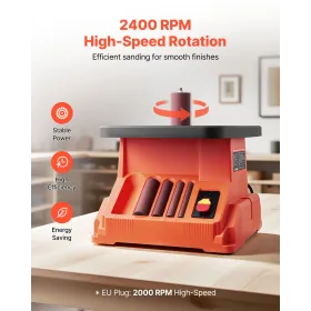 VEVOR oscillerende spindelpudser, 2000 o/min bordsliber med 6 ærmer (12,7–76,2 mm), 16 mm slaglængde og 390 x 415 mm bred