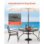 VEVOR Outdoor Patio Dining Table, 120cm Round Metal Steel Slat Backyard Bistro Tables, with 38mm Umbrella Hole, Outside All-Weat