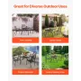 Outdoor Patio Dining Table, 120cm Round Metal Steel Slat Backyard Bistro Tables, with 38mm Umbrella Hole, Outside All-Weather La