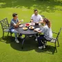 Udendørs Patio Spisebord, 120 cm Runde Metal Stål Lamel Baggård