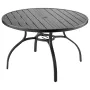 Outdoor Patio Dining Table, 120cm Round Metal Steel Slat Backyard Bistro Tables, with 38mm Umbrella Hole, Outside All-Weather La