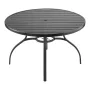 VEVOR Outdoor Patio Dining Table, 120cm Round Metal Steel Slat Backyard Bistro Tables, with 38mm Umbrella Hole, Outside All-Weat
