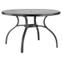 VEVOR Outdoor Patio Dining Table, 120cm Round Metal Steel Slat Backyard Bistro Tables, with 38mm Umbrella Hole, Outside All-Weat