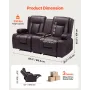Loveseat Recliner Sofa, Manual Reclining Couch with Center Console, PU Faux Leather Recliner Sofa with USB Ports, Cup Holders an
