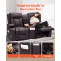 VEVOR Loveseat Recliner Sofa, Manual Reclining Couch with Center Console, PU Faux Leather Recliner Sofa with USB Ports, Cup Hold