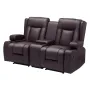 Loveseat Recliner Sofa, Manual Reclining Couch with Center Console, PU Faux Leather Recliner Sofa with USB Ports, Cup Holders an
