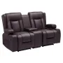 Loveseat Recliner Sofa, Manual Reclining Couch with Center Console, PU Faux Leather Recliner Sofa with USB Ports, Cup Holders an