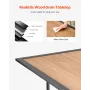 Outdoor Patio Dining Table, 150cm Long Rectangular Wood-Like Steel Slat Backyard Bistro Tables for 4-6, with 38mm Umbrella Hole,
