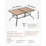 VEVOR Udendørs Patio Spisebord, 150 cm langt rektangulært trælignende stål Lamell Baggård Bistro-borde til 4-6, med 38 mm