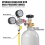 Double Gauge Regulator, CO2 Regulator Gauge with 0-60PSI, Heavy Duty CO2 Gauge Gas System, Draft Beer Regulator with Check Valve