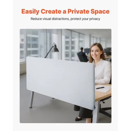 VEVOR Desk Divider Privacy Panel, 1524 x 610 mm Clamp-on Office Desk Skillevæg, PET Cubicle skillevægspanel, Workstation Privacy
