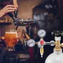Double Gauge Regulator, CO2 Regulator Gauge with 0-60PSI, Heavy Duty CO2 Gauge Gas System, Draft Beer Regulator with Check Valve