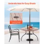Outdoor Patio Dining Table, 103cm Round Wood-Like Steel Slat Backyard Bistro Coffee Tables for 4, with 38mm Umbrella Hole, Outsi