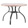 Outdoor Patio Dining Table, 103cm Round Wood-Like Steel Slat Backyard Bistro Coffee Tables for 4, with 38mm Umbrella Hole, Outsi