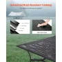 Outdoor Patio Dining Table, 150cm Long Rectangular Metal Steel Slat Backyard Bistro Tables for 4-6, with 38mm Umbrella Hole, All