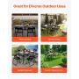 Outdoor Patio Dining Table, 150cm Long Rectangular Metal Steel Slat Backyard Bistro Tables for 4-6, with 38mm Umbrella Hole, All