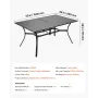 VEVOR udendørs gårdhave spisebord, 150 cm langt rektangulært metal stål lamel baggård Bistro borde til 4-6, med 38 mm paraply