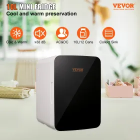 Mini Fridge, 10L/12 Cans Compact Personal Fridge, AC/DC Portable Thermoelectric Cooler and Warmer Refrigerators, Skincare