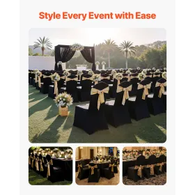 150 Pcs Black Chair Covers, Polyester Spandex Chair Cover, Stretch Slipcovers for Wedding Party Dining Banquet Flat-Front Chair 